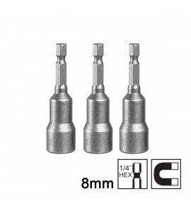 Καρυδάκια 1/4" Μαγνητικά 8mm 3 τεμ.