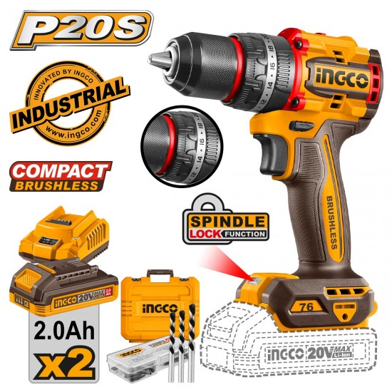 Κρουστικό Δραπανοκατσάβιδο Compact Μπαταρίας 20V Li-Ion 76Nm