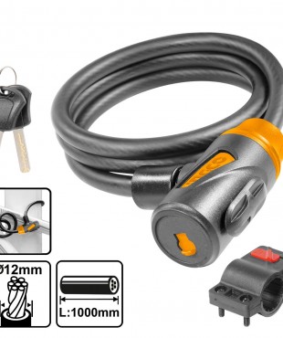 Κλειδαριά Συρματόσχοινο Ποδηλάτου με Κλειδί 12mm x 100cm